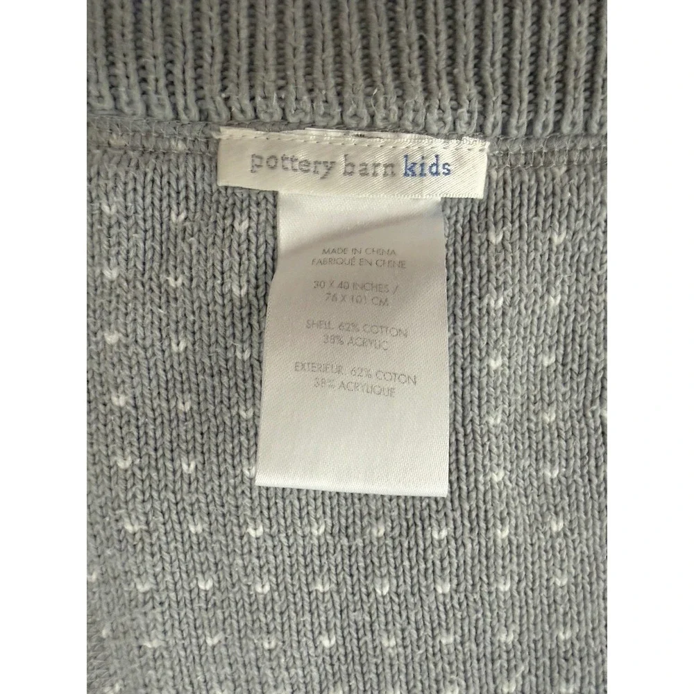 Pottery Barn Kids Reversible Knit Dot Blanket Mint White 30x40